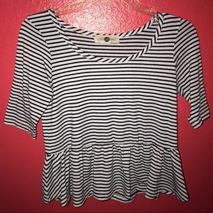 Girly black and white frilly top